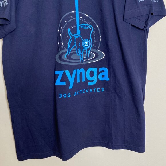 NEW RARE Zynga T-shirt Blue *DOG ACTIVATED* Glow In The Dark Sz L - Picture 5 of 12